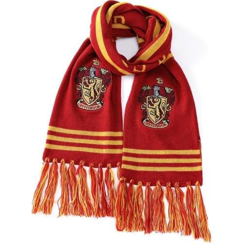 Harry Hogwarts Knitted Embroidered Tassel Striped Scarf Potter Double Thicken Unisex Style for Harry-style Fans
