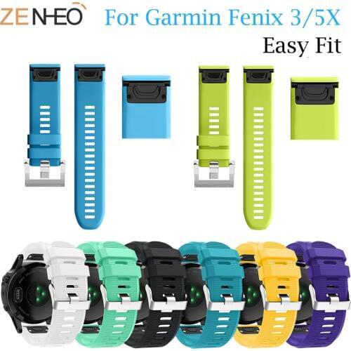 26mm Easy Fit Silicone Watch Strap for Garmin Fenix 5X/Fenix 3/Fenix 3 HR Smart watch Quick Release Wristband watch Bands