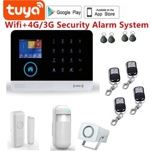 2.4 Inch TFT Screen WIFI 4G GSM Home Burglar Security Alarm System Wire Motion Detector tuya APP Control
