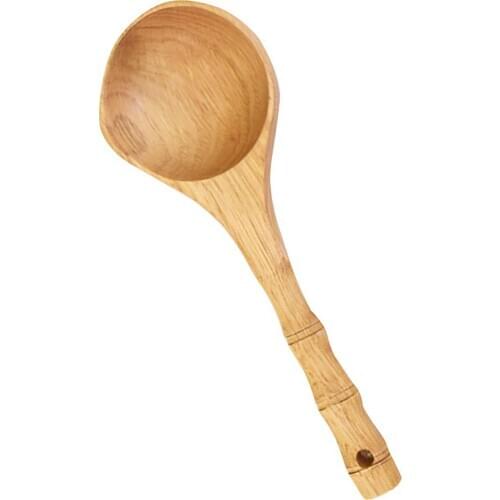 Catering Tableware Soup Scoops Kitchen Utensil Creative Home Hollowed Out Long Handle Flatware Brown Durable Dining Wooden Spoon