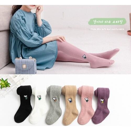 Spring Cute Animal Embroidery Tights for a Girl Fashionable Cotton Girls Stockings Knitted Childrens Pantyhos