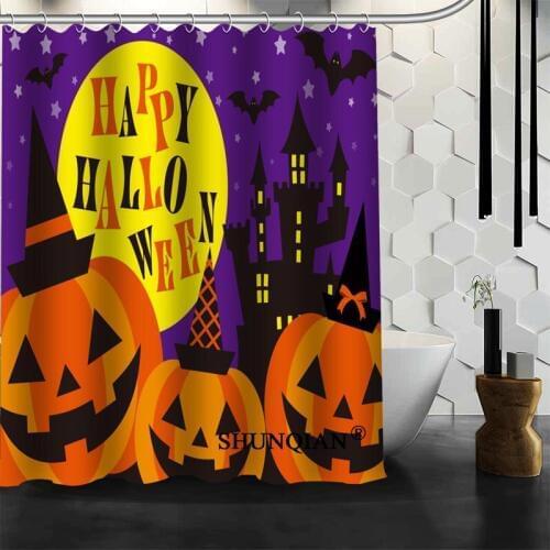 Happy Halloween New Arrival Custom Polyester Fabric Printing Shower Curtain Bathroom Waterproof With Hook Bath Curtain Gift