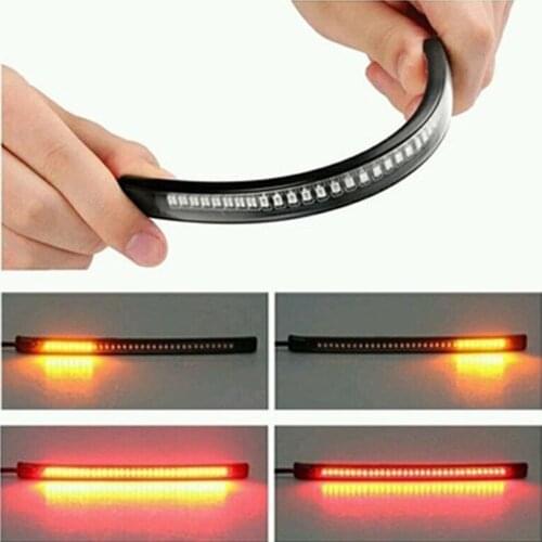 Flexible 48 LED Motorcycle Light Bar Strip Tail Turn Signal Tail Rear Brake Stop Bulb Lamp Brake Light 2835 3014 SMD Dual Color