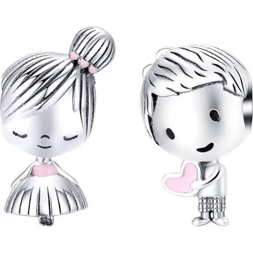 WOSTU Hot Sale Alloy Charms Boys And Girls Pendant Charms Dangle Beads Fit Original Bracelet DIY Jewelry For Women Gift