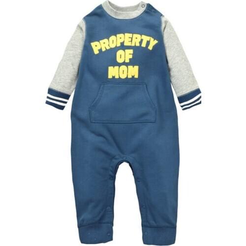 Y375 New winter baby long-sleeved leotard climbing clothes out clothes cotton baby boy Blue cotton sweater Baseball Romper