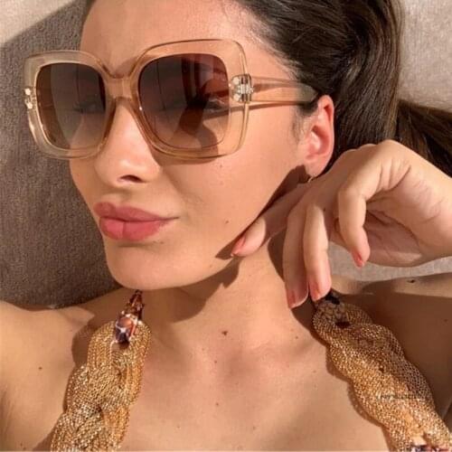 HKNA Oversized Square Sunglasses Women 2021 Luxury Gradient Sun Glasses For Women/Men Vintage Eyewear Square Shades for Women