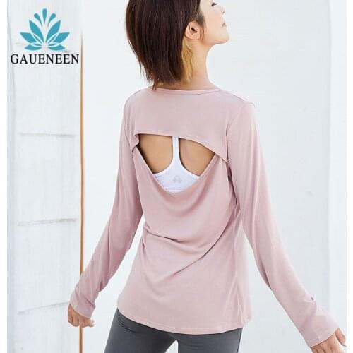 GAUENEEN Women Breathable Hollow Out Yoga Top Sportswear Female Running Gym Fitness Shirt Quick Dry Sports Tops Long Sleeve Top