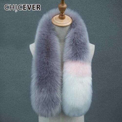 CHICEVER Autumn Winter Hit Colors Scarf For Women Shawls Fur Collar Thick Warm Womens Scarves Korean Fashion Accessories New