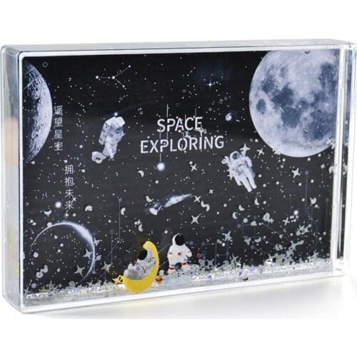 Liquid Photo Frame Astronaut Spaceman Desktop Photo Holder With Snow Floating Glitter Family Picture Display Great Effectual