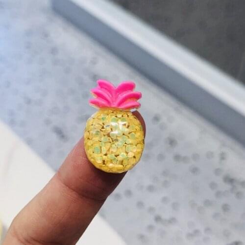1Pcs Fruit Pineapple Shiny Bead Flatback Figurine DIY Accessories Fit Phone Case Scrapbook Decor Home Craft Cabochon