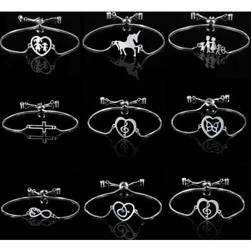 1PC Silver Color Hollow Heart Shape Animal Pattern Pendant Parents and Kid Pendant Bracelet For Womens Kids Fashion Jewelry
