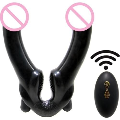 ORISS rechargeable 10 frequency wireless remote control vibrator double headed lesbian massage sex toy