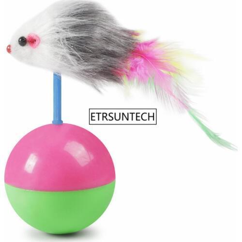 100pcs Cat Interactive Toy Cute Mouse Feather Toys Plastic Artificial Colorful Cat Teaser Toy Pet Supplies