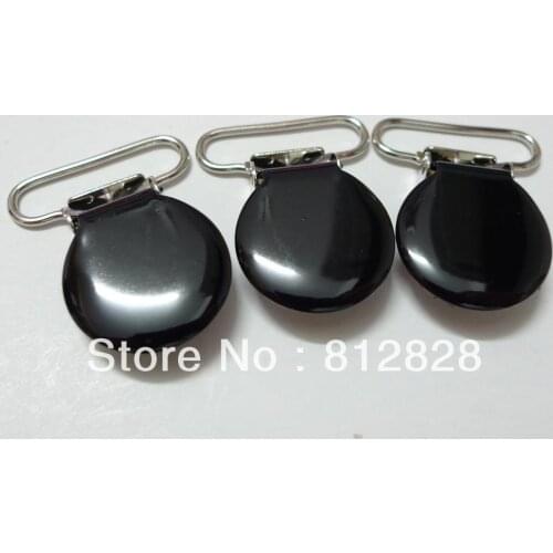 25pcs 1'' 25mm #MD01 Black Color Enamel Pacifier Clips/Suspender Clips