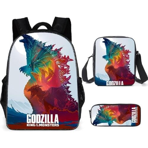 3PCS Set Godzilla Bag Cartoon Anime Backpack Purse Universal for Boys and Girls Travel Backpack School Season Gift 2021 News