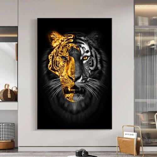 5d Diy Diamond Painting Animal Art Gold Black Tiger Diamond Embroidery Animal Picture Of Rhinestones Home Decor Cross Stitch
