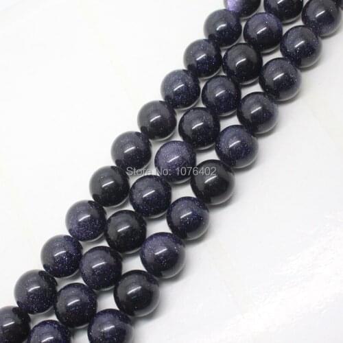 Free shipping! 14mm Blue Sand Round Loose Beads 15