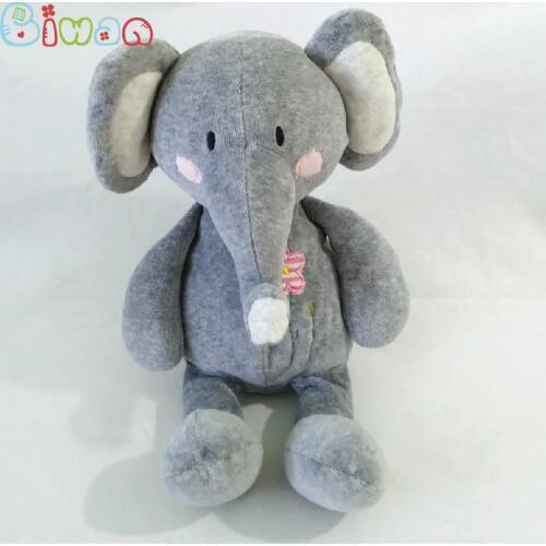 Biwan Stuffed Elephant Total 30cm From Head To Feet Cute Grey Toy With Embroidery Soft Animal Childrens Birthday Gifts