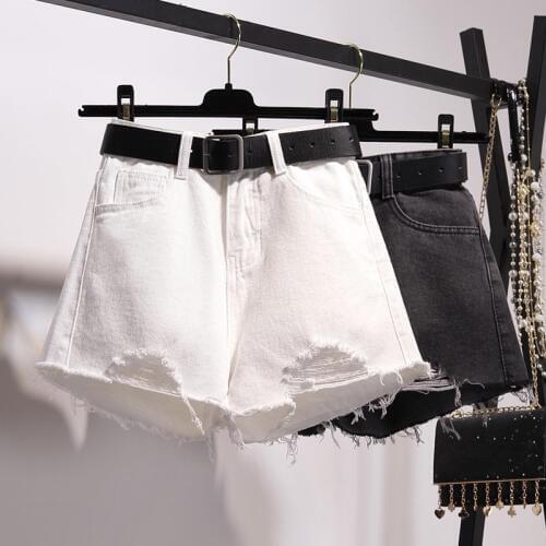 Plus Size 4XL 5XL Denim Shorts Women Loose Wide Leg Jeans Shorts Hotpants Vintage Casual Short Femme Ladies White Shorts C6156