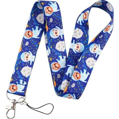 Cute Sloth Cartoon Print Lanyards Keychain Mobile Phone Neck Straps Office Student ID Card Badge Holder Pass Gym Bus Accessories
