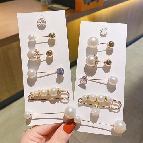 Pearls Brooch Tightening Waistband Pin Smaller Openning Bottom Brooches Rhinestone Metal DIY Finding Accessories