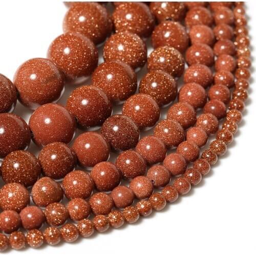 Beads for Jewelry Making Components Wholesale 4mm 6mm 8mm 10mm 12mm 14mm Gold Quartz Aventurine Blue Sand Bead Loose Beads DIY