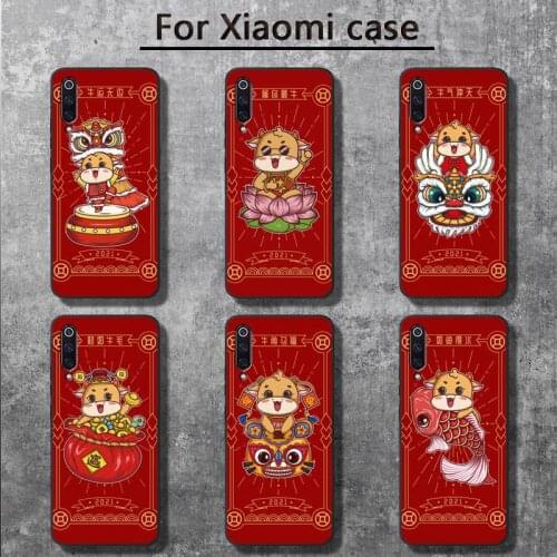 New Year 2021 Bull Red cartoon Phone Case for Xiaomi mi 6 6plus 6X 8 9SE 10 Pro mix 2 3 2s MAX2 note 10 lite Pocophone F1