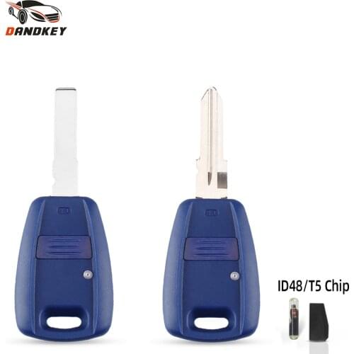 Dandkey ID48/T5 Chip For Fiat Key Case Replacement SIP22/GT15R Blank Shell Fit For Fiat 500 Ducato Transponder Uncut Blade