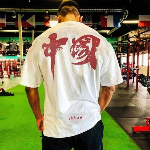 Men T-shirt Summer T-shirt Men Fitness Workout Casual Streetwear Gym T-shirt Casual Bodybuilding cotton Tee Tops