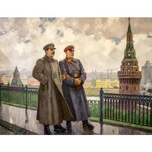 HOT SALE # TOP art good quality --SOVIET WW2 oil painting-Russia joseph stalin Moscow portrait print art painting on canvas
