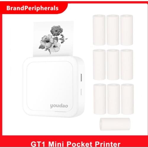 Youdao GT1 Mini Pocket Printer Portable Photo Mobile Printer 57mm BT Wireless Thermal Printer Compatible with Android and iOS