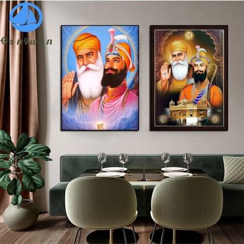 Figure Guru Nanak 5 D DIY Diamond Painting Full Square round Drill Mosaic Diamond 3D Portrait pattern Room Background HOME Decor