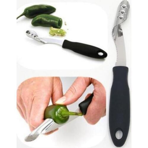 8" Stainless Steel Jalapeno Pepper Corer Stainless Steel Serrated Seed Remover Kitchen Tool