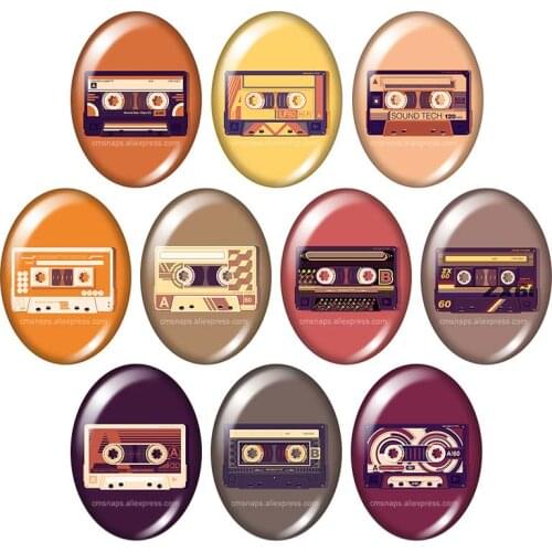 Beauty magnetic tape 13x18mm/18x25mm/30x40mm mixed Oval photo glass cabochon demo flat back Jewelry findings