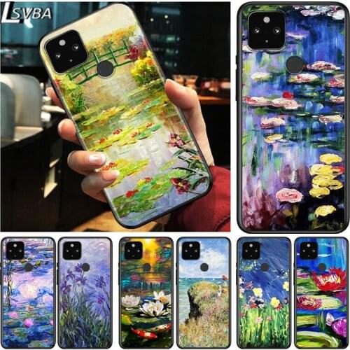 Monet Garden Lotus Bridge Shockproof Cover for Google Pixel 5 4 5A 4A XL 5G Black Phone Case Shell Soft Fundas Coque Capa