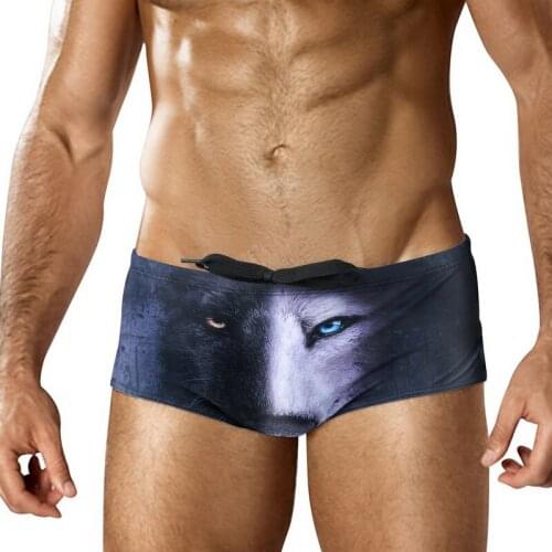 Animal fox lion printing men swimsuit swim trunk shorts boxers beach board surfing swimwear men swim short sunga bathing suit