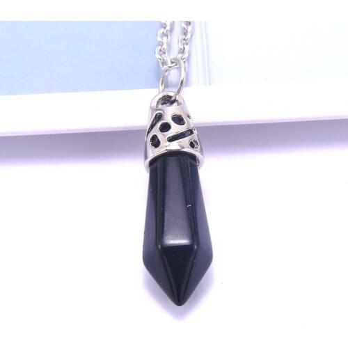 Natural Hexagonal Pillar Necklace Fashion Womens Quartz Malachite Eye Stone Pendant Necklace Popular Jewelry Wholesale