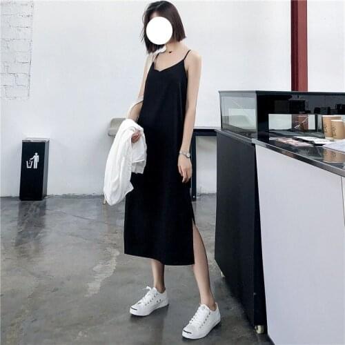 Black Maxi Dress Women Sexy Summer Sundress Robe Longue Femme Office Lady Workwear Casual Basic Outfits Loose V-Neck Fernan
