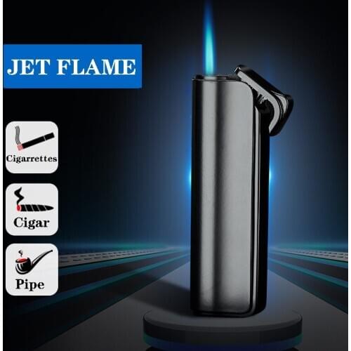 Zinc alloy Direct impact wind proof lighter blue jet flame metal slender gas inflatable cigar/pipe/cigarettes lighter mens gift