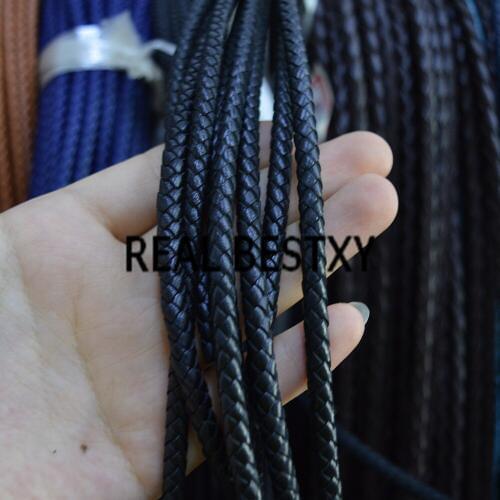 REAL BESTXY 5m/lot 5mm genuine cowhide leather cords black leather cords bracelets DIY material jewelry findings real leather