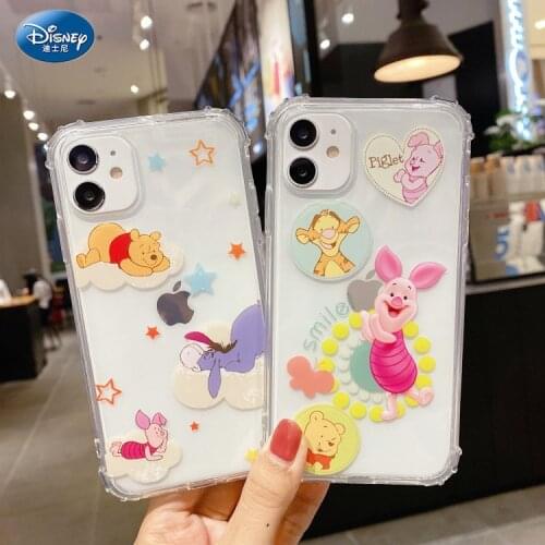 DISNEY Winnie the Pooh Silicone Case for IPhone 11 12Pro Xs Max Official Liquid Silicon 360 Full Cove zz0506-4