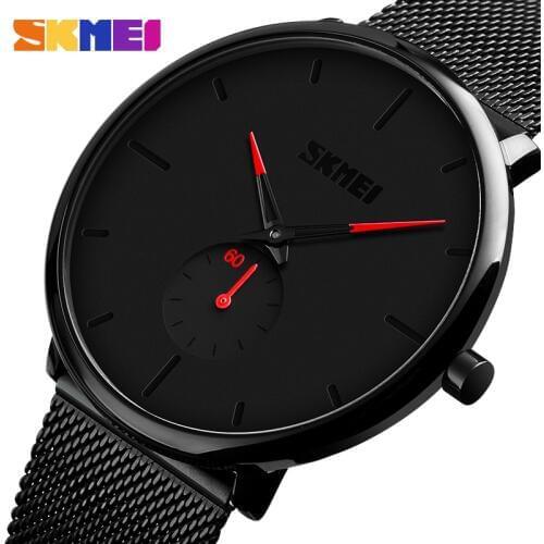 SKMEI Top Brand Quartz Watch Fashion Casual Wrist Watch Quartz Watches Men Stainless Steel Waterproof relogio masculino 9185