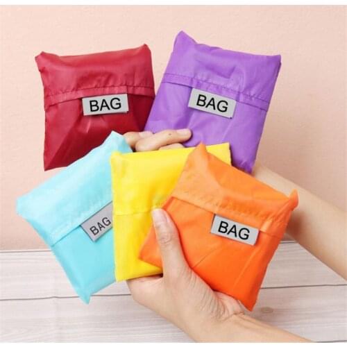 Solid Color Foldable Shopping Bag Eco Reusable Tote Oxford Fabric Casual Large-capacity Shopping Bag Home Storage Bag Supplies