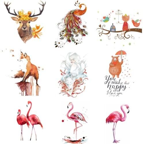 Iron-on Transfers for Clothing Patches on Clothes Thermo Stickers Diy Animals Patch Flex Fusible Transfer Textile Vinyl Stripe F