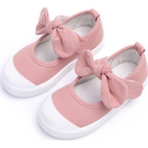 Fashion Bowknot Comfortable Kids Casual Shoes Sneakers Toddler Girls Princess Shoes Fall 2018 Children Shoes Girls Canvas Shoes
