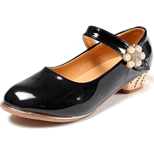 Girls high heels Spring and autumn Korean fashion shoes single shoes performance childrens princess shoes leather shoes