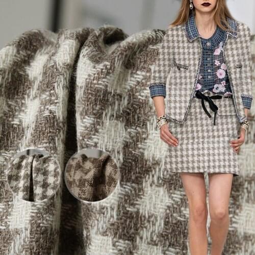 White Waxberry Japanese Houndstooth Tweed Wool Garment Materials Autumn Women Jacket Coat DIY Sewing Cloth Fabrics Freeshipping