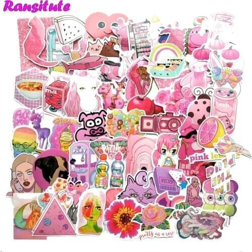 64pcs/set Pink Girl PVC Waterproof Fun Sticker Toy Luggage Sticker Motorcycle And Luggage Notebook Sticker R487