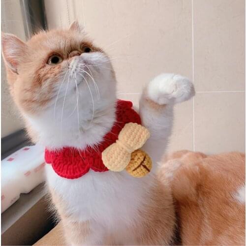 Knitting wool Collar for Cats Cute Dog Necklace Sweet Pet Scarf