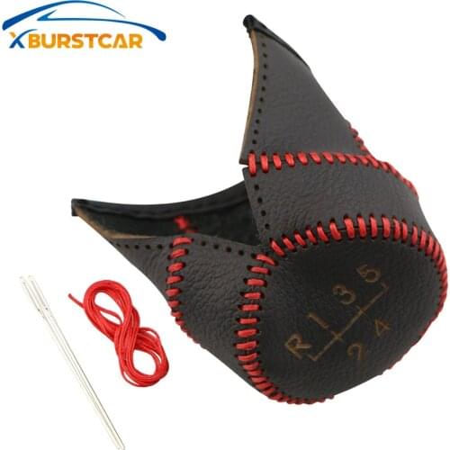 Xburstcar 5 Speed Leather Car Gear Shift Collars for VW Jetta Golf 5 6 Bora Tiguan Polo Touran Caddy MT Car Hand Brake Cover